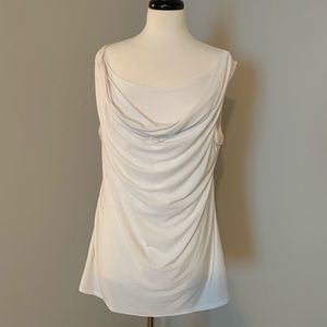 White stretch shell with draped neck